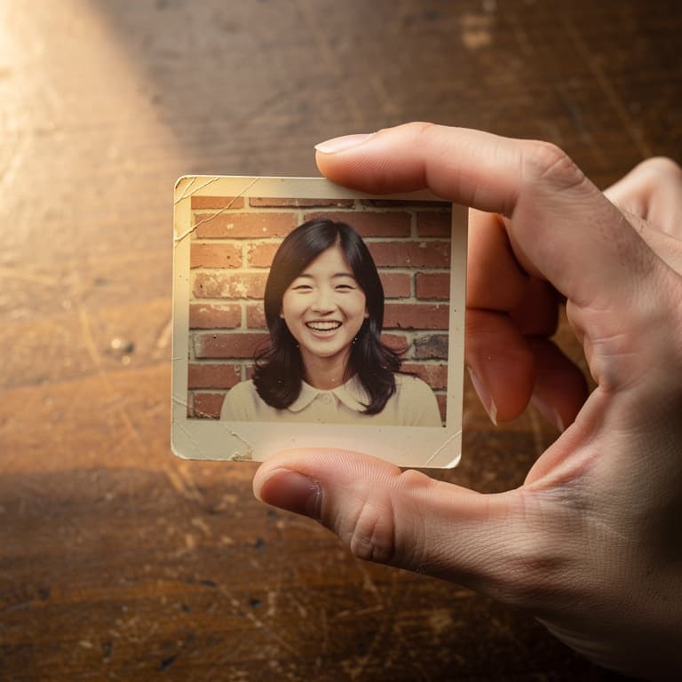 A hand holding a faded vintage portrait photograph